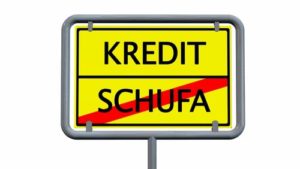 Schild mit Kredit und Schufa durchgestrichen